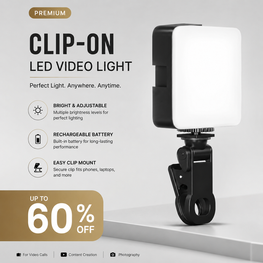 Mini LED Influencer Light— Clip-On & Rechargeable